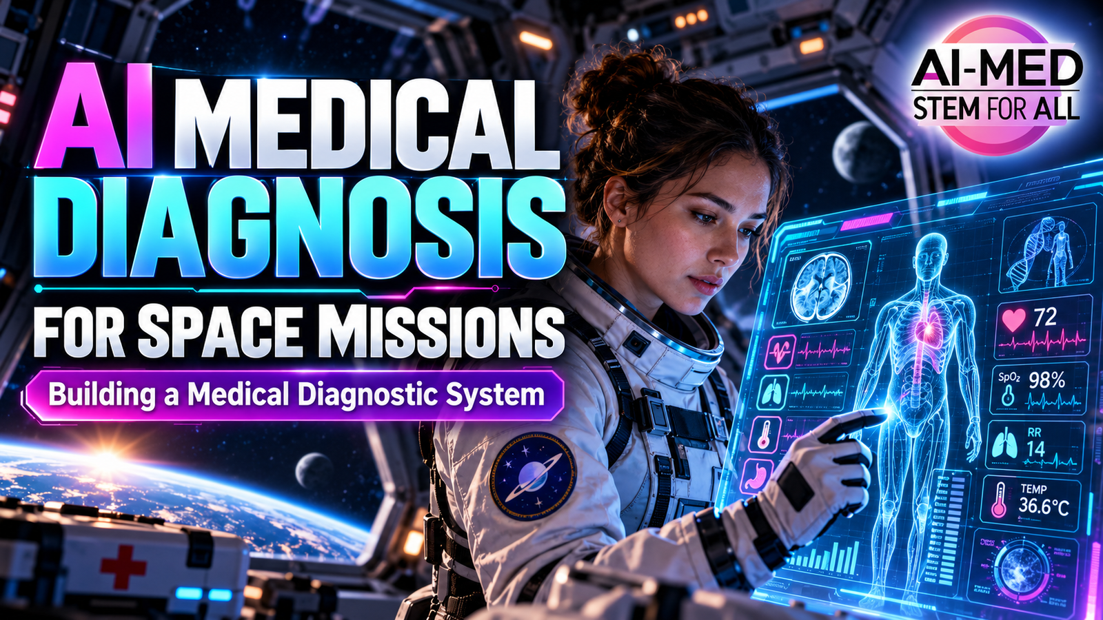 AI medical diagnosis for space missions illustration
